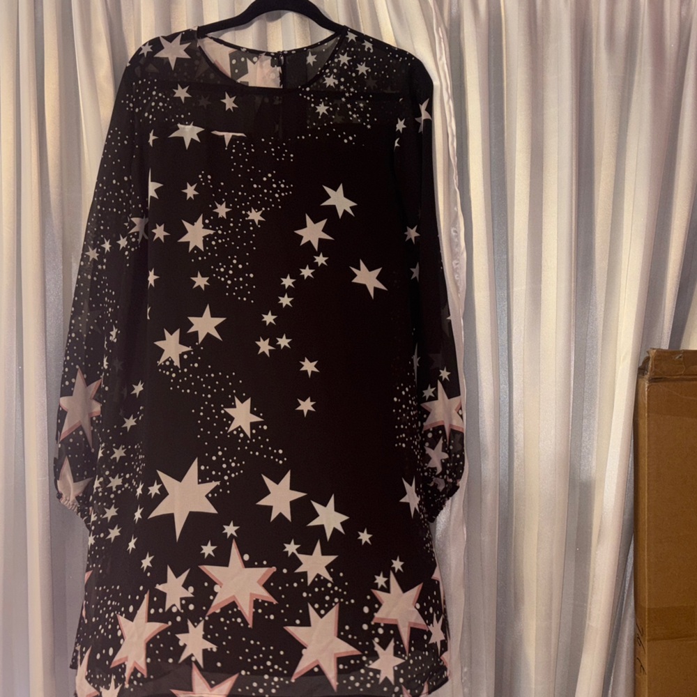 Eva Mendes for New York & Company Starry Black and White Long Sleeve Dress